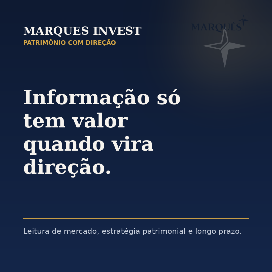 Manifesto visual da Marques Invest sobre direcao patrimonial.